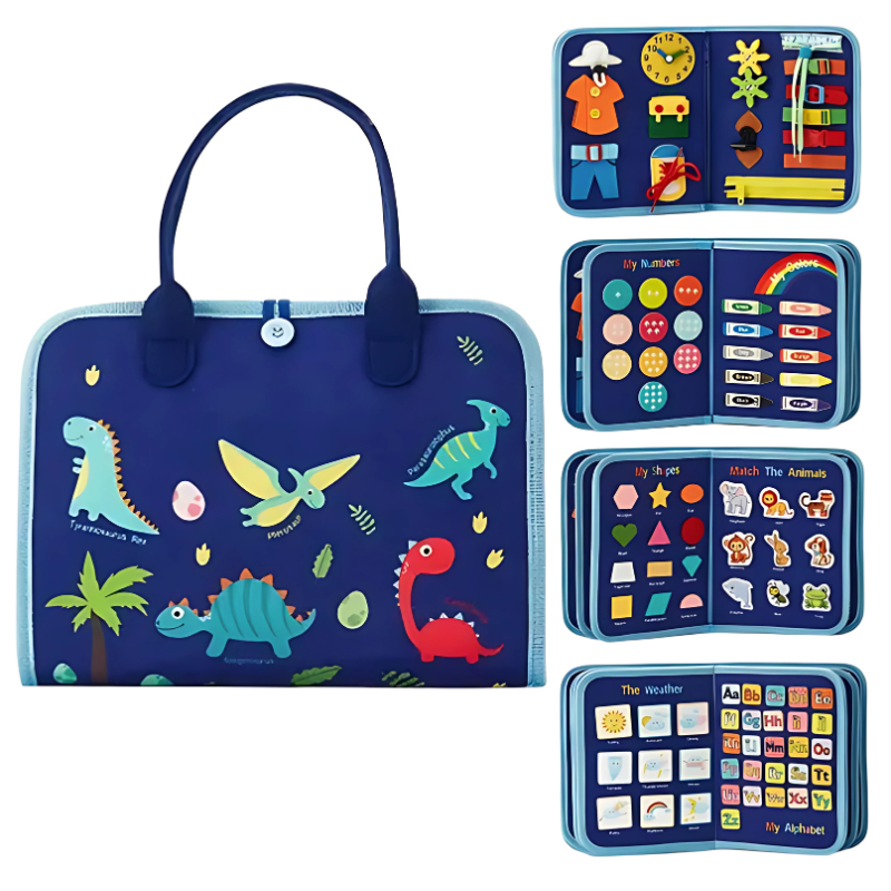 Montessori Sensory Busy Board in Felt Tool Box – Portable Activity Board
