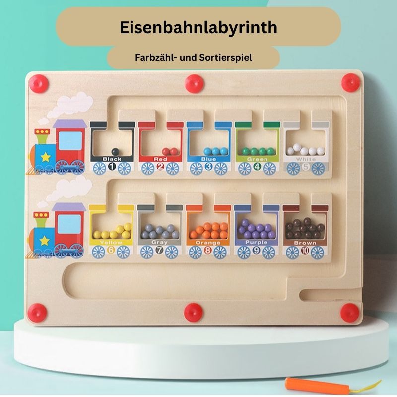 Magnetic Wooden Counting & Sorting Maze – Montessori Colour Learning Toy