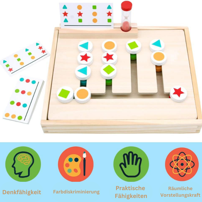 Montessori Wooden Puzzle Board Game – Timed Matching & Stacking Toy