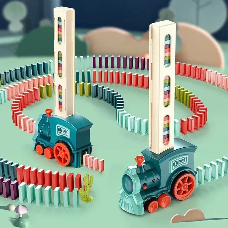 Automatic Domino Train Set – Creative Domino Laying Toy with Building Blocks