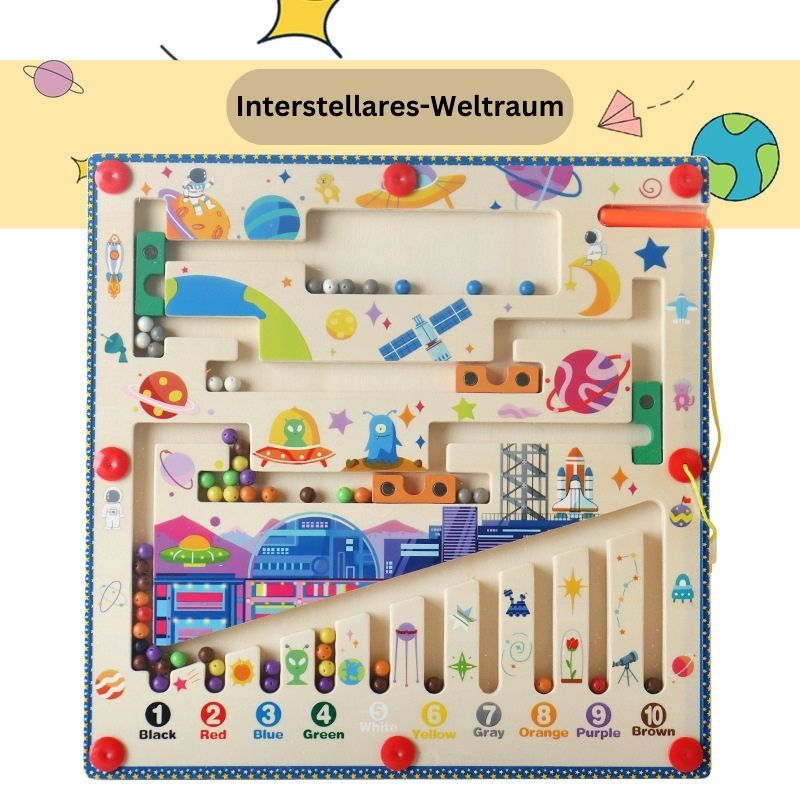 Magnetic Wooden Counting & Sorting Maze – Montessori Colour Learning Toy