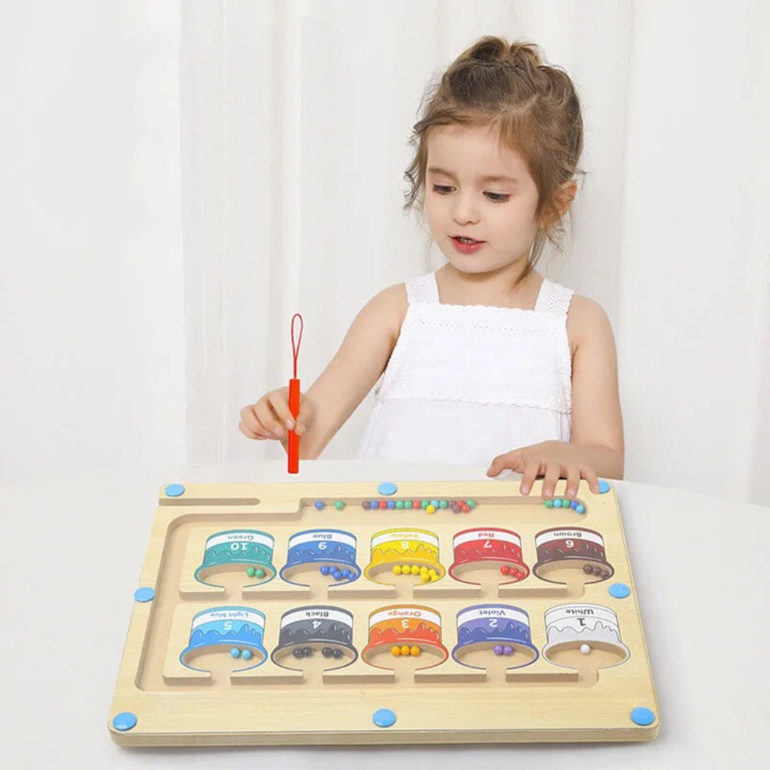 Montessori Magnetic Maze Board – Colour & Number Learning Motor Skills Toy