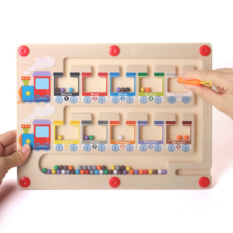 Magnetic Wooden Counting & Sorting Maze – Montessori Colour Learning Toy