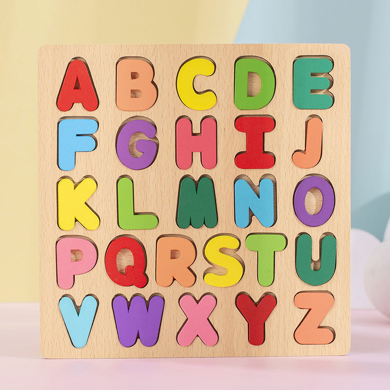 Montessori Wooden Puzzle Set – Alphabet, Numbers & Shapes Learning Toy (2–4 Years)