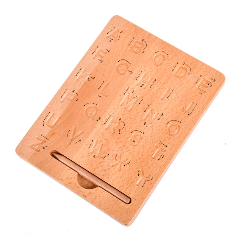 Montessori Wooden Alphabet Tracing Board – Letter Writing Practice Learning Toy
