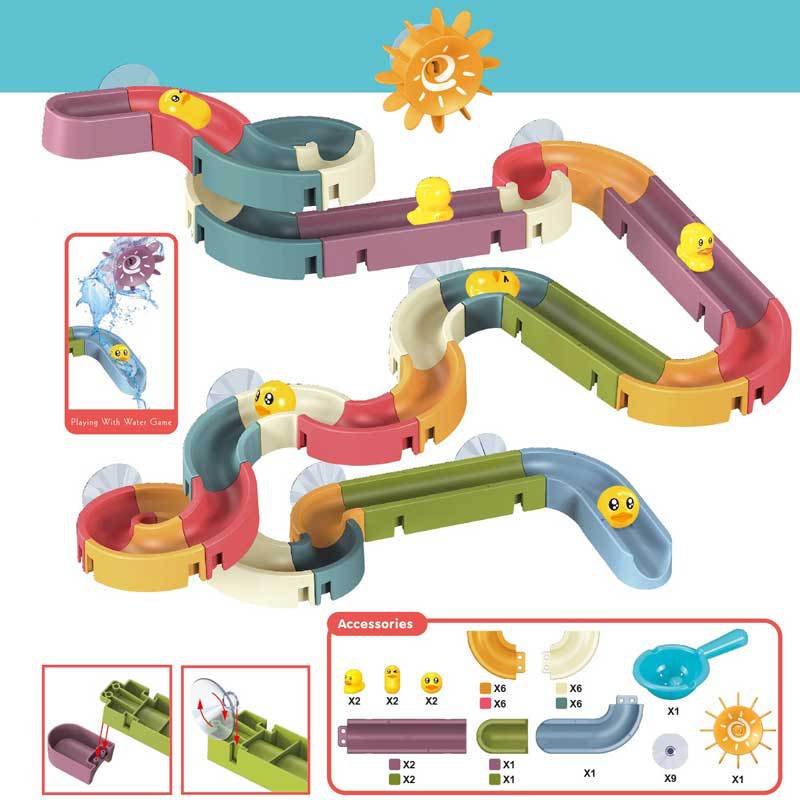 DIY Bath Toy Duck Slide Set – Creative Suction Cup Water Track for Kids