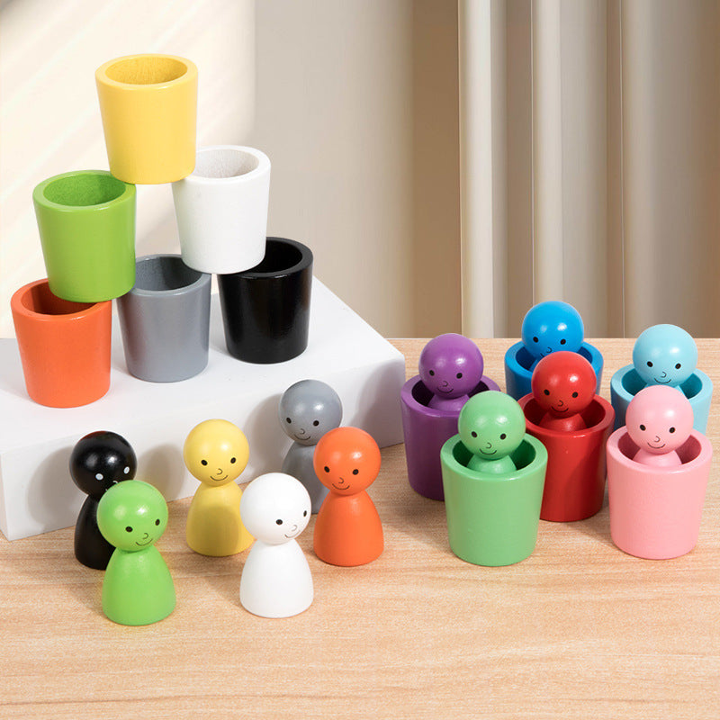 Montessori Wooden Colour Sorting Cups – Early Learning Shape & Colour Matching Toy