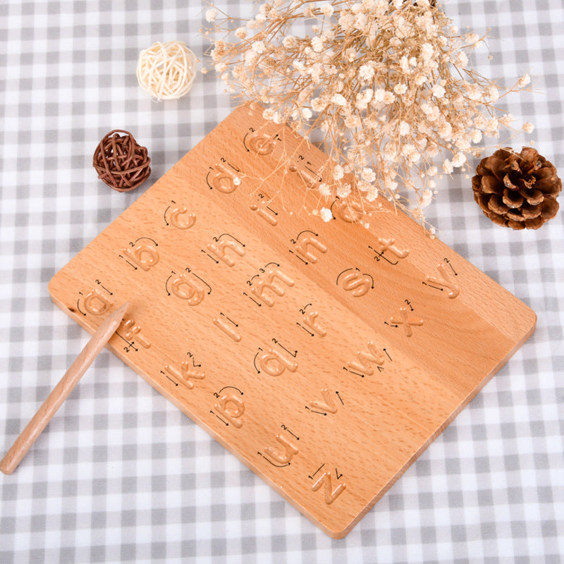 Montessori Wooden Alphabet Tracing Board – Letter Writing Practice Learning Toy