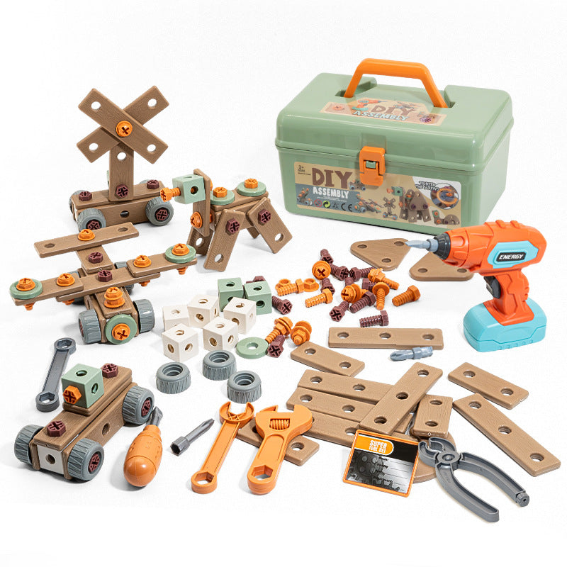 Kids Construction Tool Kit – 100+ Piece Building Set with Tool Case & Electric Screwdriver