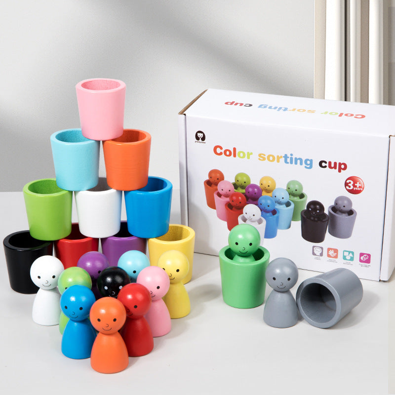 Montessori Wooden Colour Sorting Cups – Early Learning Shape & Colour Matching Toy