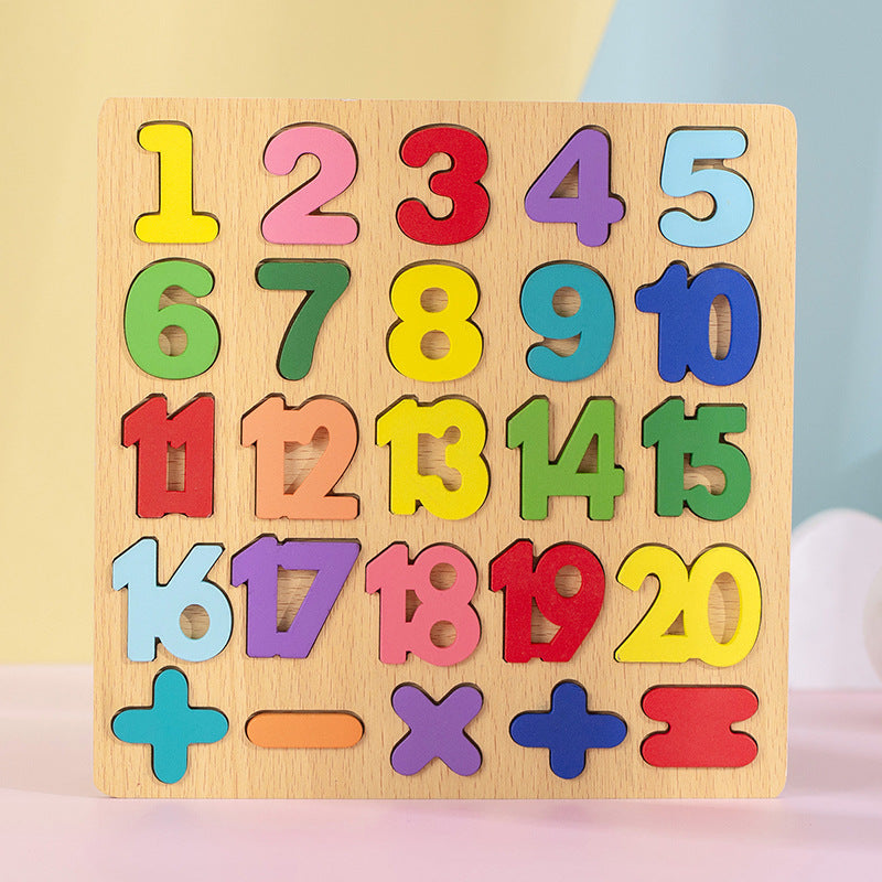Montessori Wooden Puzzle Set – Alphabet, Numbers & Shapes Learning Toy (2–4 Years)