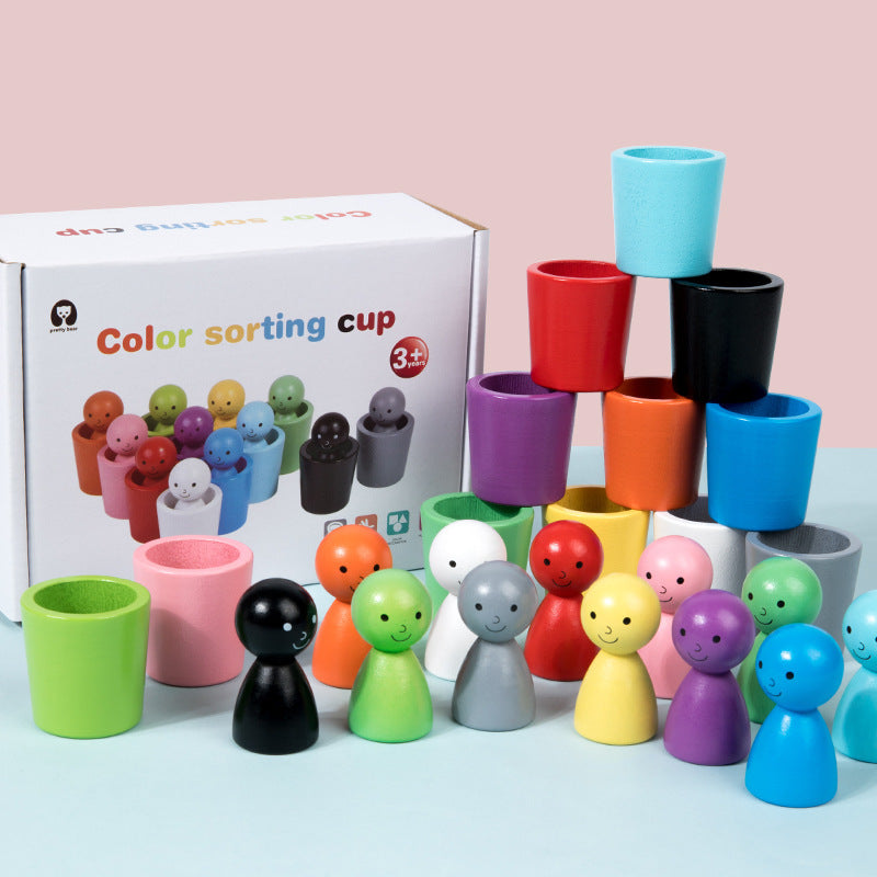 Montessori Wooden Colour Sorting Cups – Early Learning Shape & Colour Matching Toy