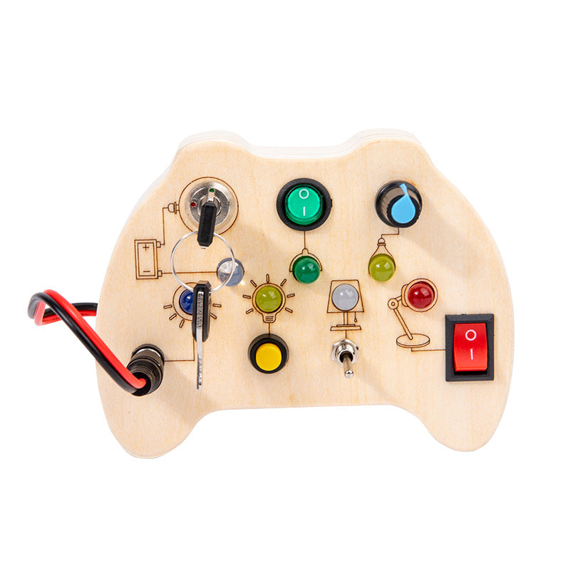 Montessori LED Light Switch Board – Wooden Sensory Busy Board Toy for Toddlers