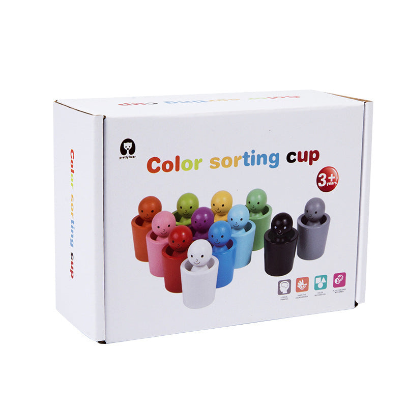 Montessori Wooden Colour Sorting Cups – Early Learning Shape & Colour Matching Toy