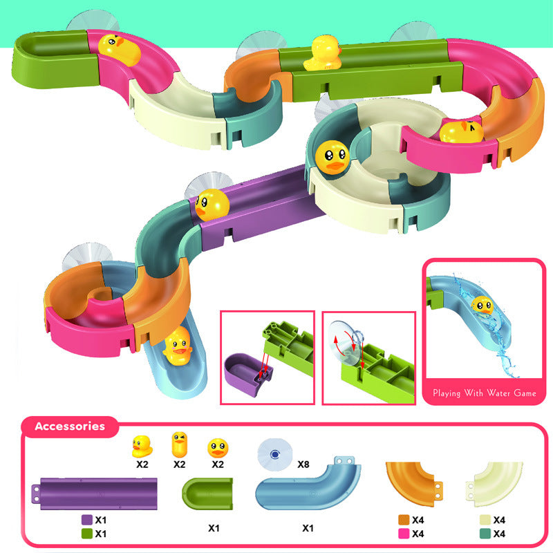 DIY Bath Toy Duck Slide Set – Creative Suction Cup Water Track for Kids