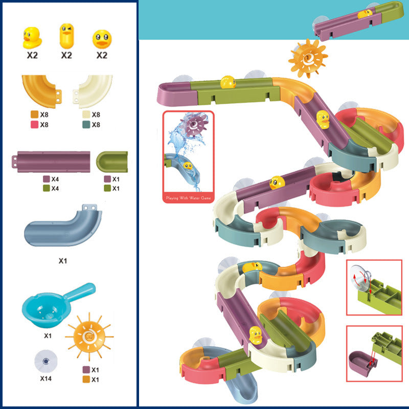 DIY Bath Toy Duck Slide Set – Creative Suction Cup Water Track for Kids