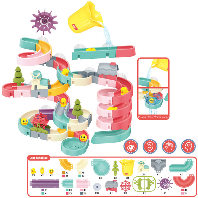 DIY Bath Toy Duck Slide Set – Creative Suction Cup Water Track for Kids