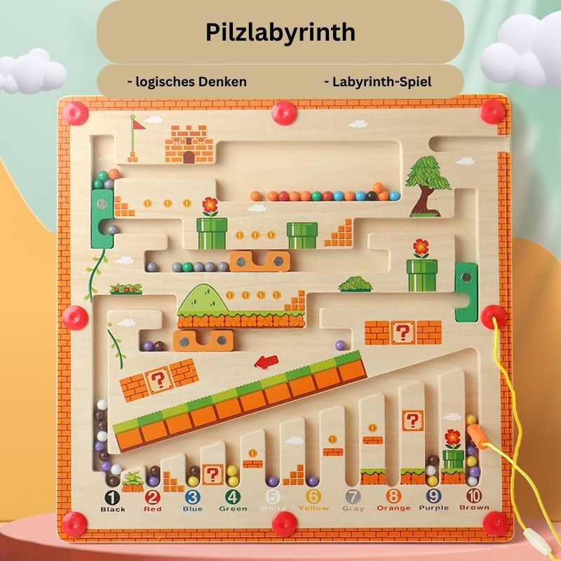 Magnetic Wooden Counting & Sorting Maze – Montessori Colour Learning Toy