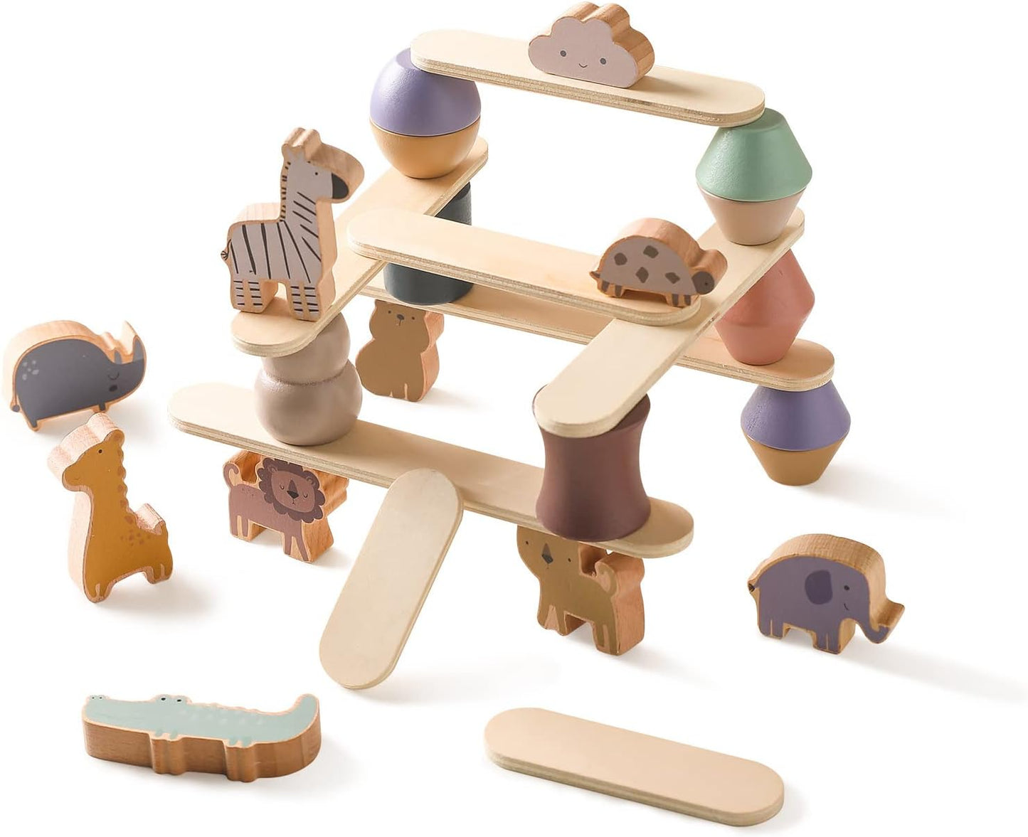 Montessori Wooden Stacking Game for Kids Creative Learning and Motor Skills