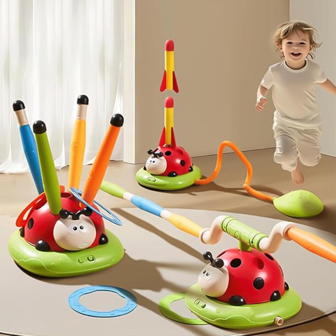 3-in-1 Kids Active Play Set – Jumping, Ring Toss & Rocket Launch Outdoor Game