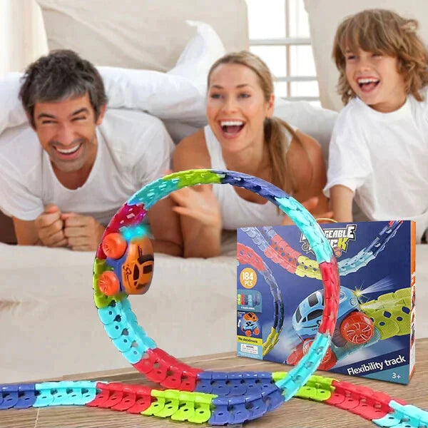 Flexible Anti-Gravity Race Track Set – Stunt Car Racing Toy with LED Lights