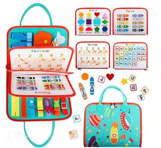 Montessori Sensory Busy Board in Felt Tool Box – Portable Activity Board