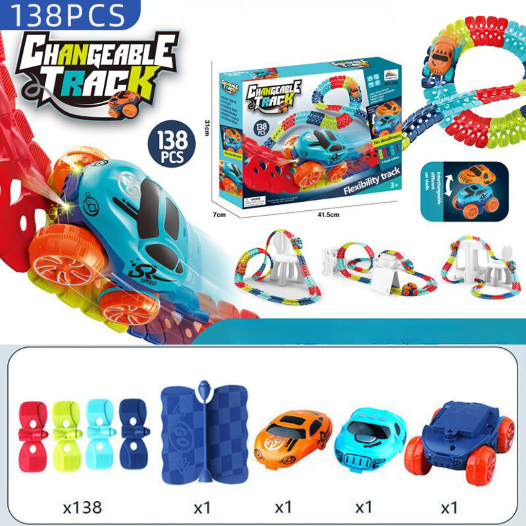 Flexible Anti-Gravity Race Track Set – Stunt Car Racing Toy with LED Lights
