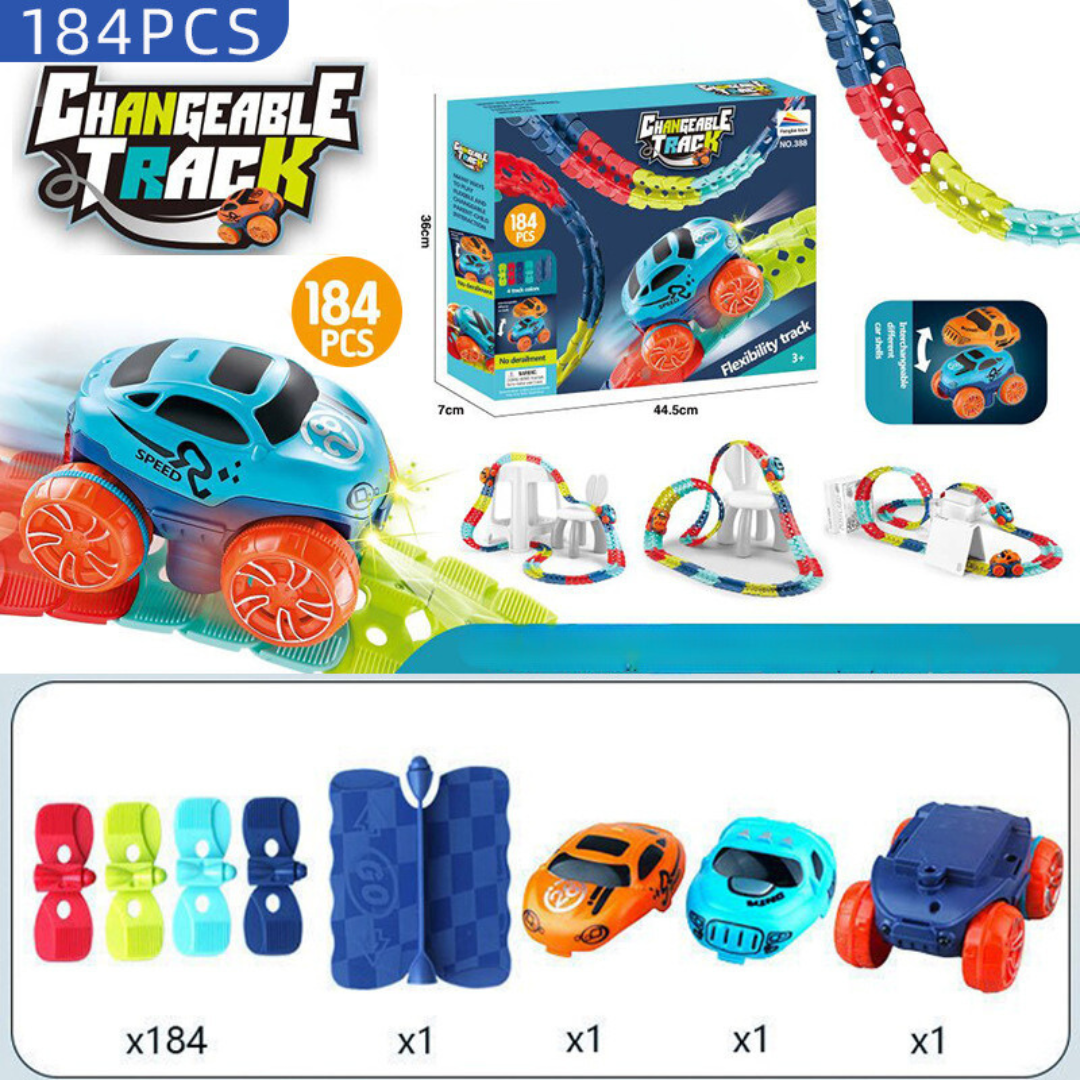Flexible Anti-Gravity Race Track Set – Stunt Car Racing Toy with LED Lights