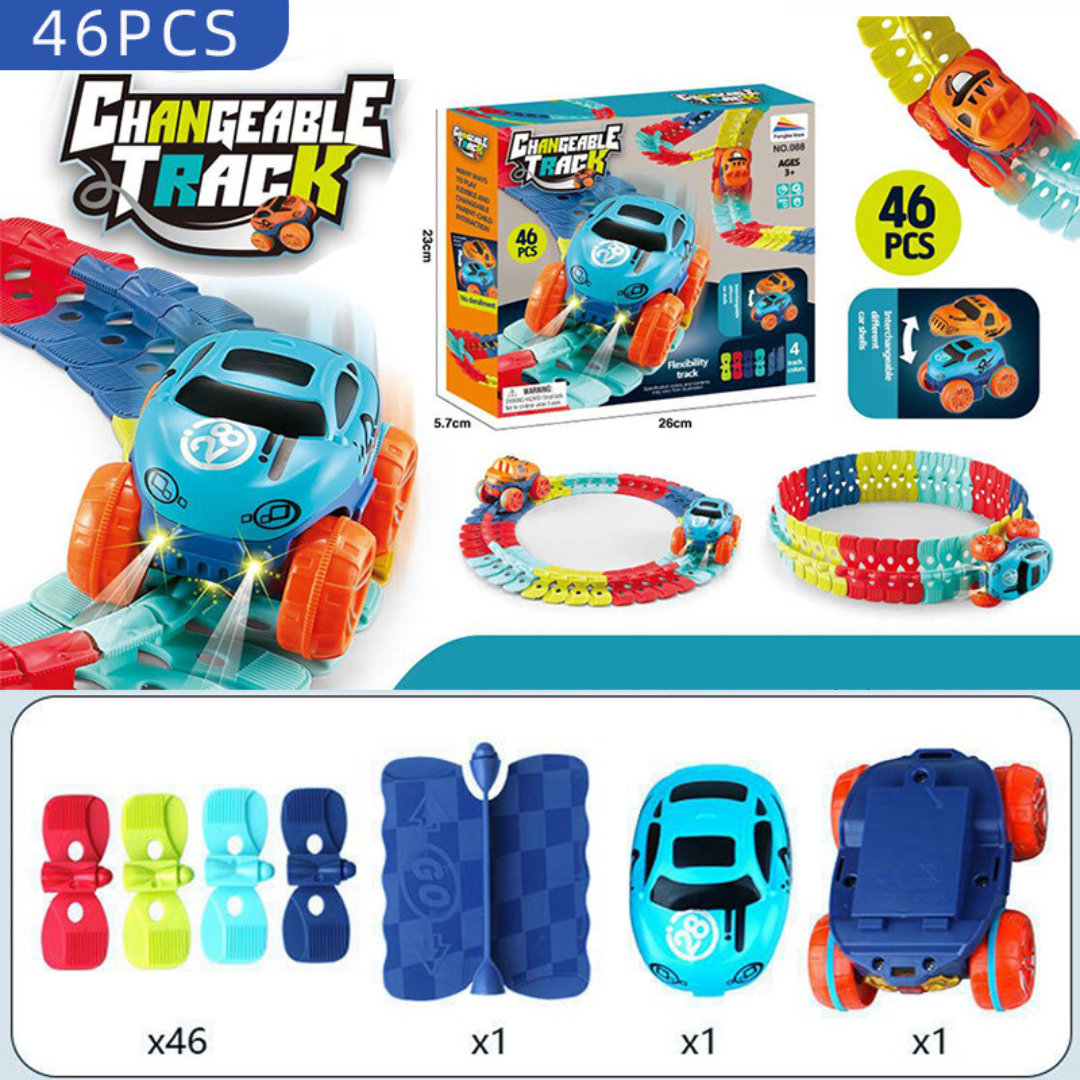Flexible Anti-Gravity Race Track Set – Stunt Car Racing Toy with LED Lights