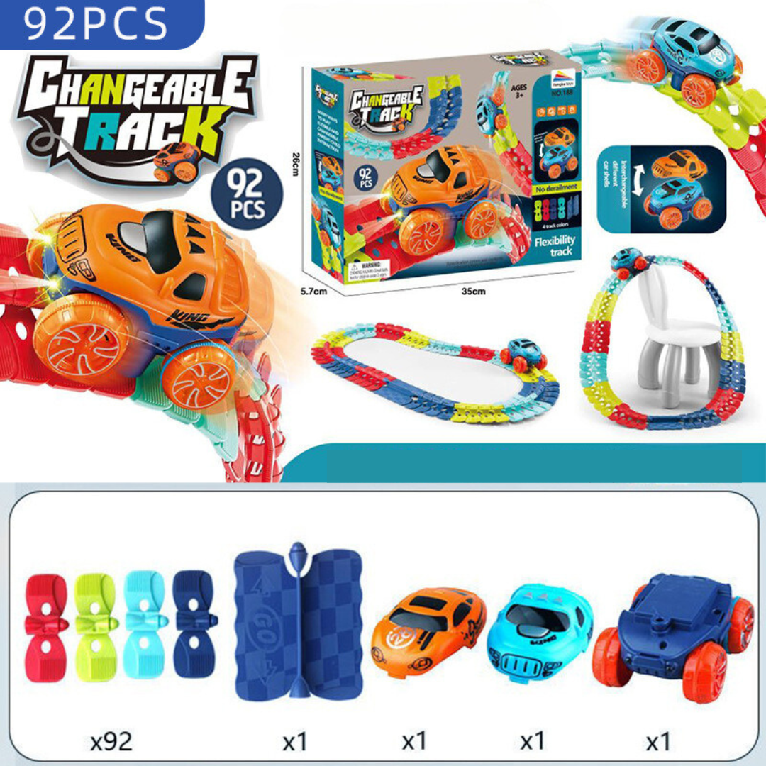 Flexible Anti-Gravity Race Track Set – Stunt Car Racing Toy with LED Lights