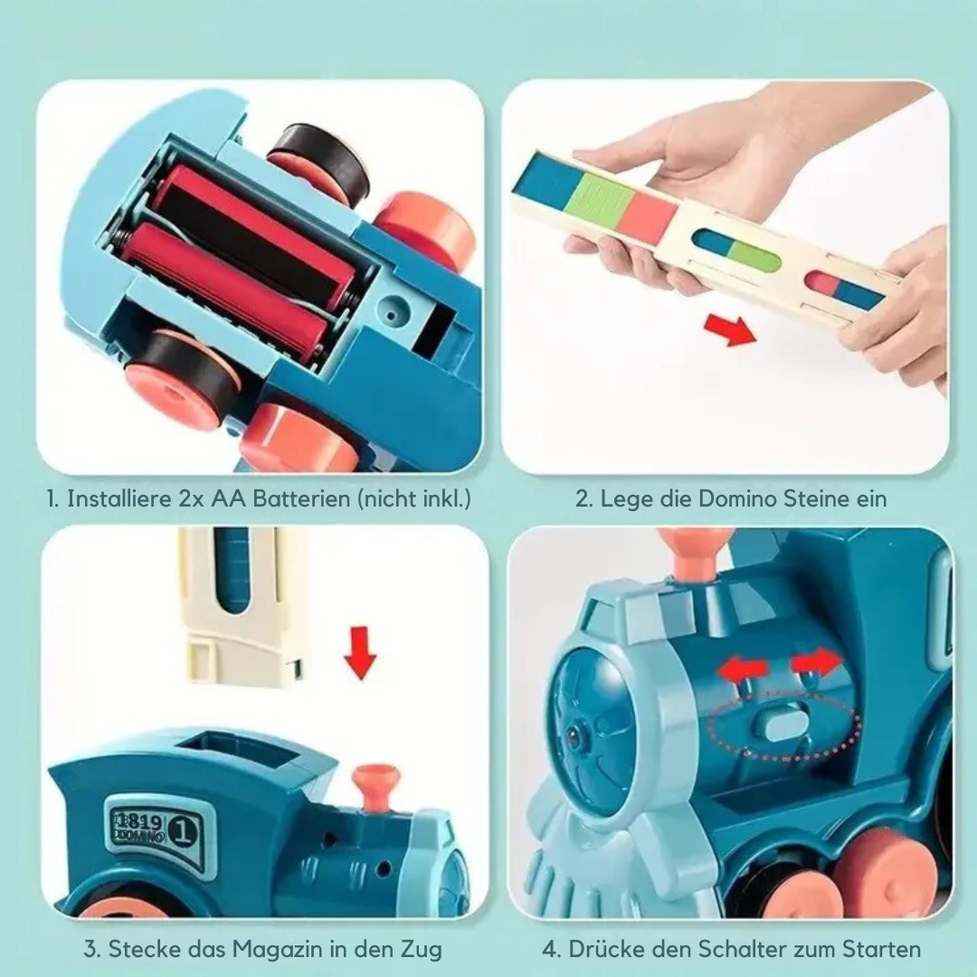 Automatic Domino Train Set – Creative Domino Laying Toy with Building Blocks