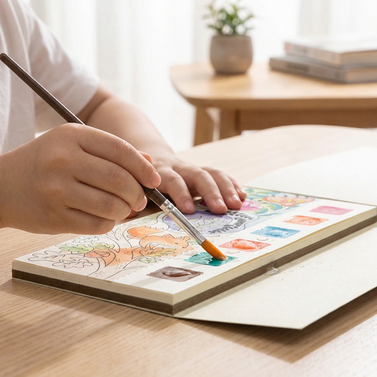 Watercolor Painting Book with Built-In Paint – Creative Moments for You and Your Child