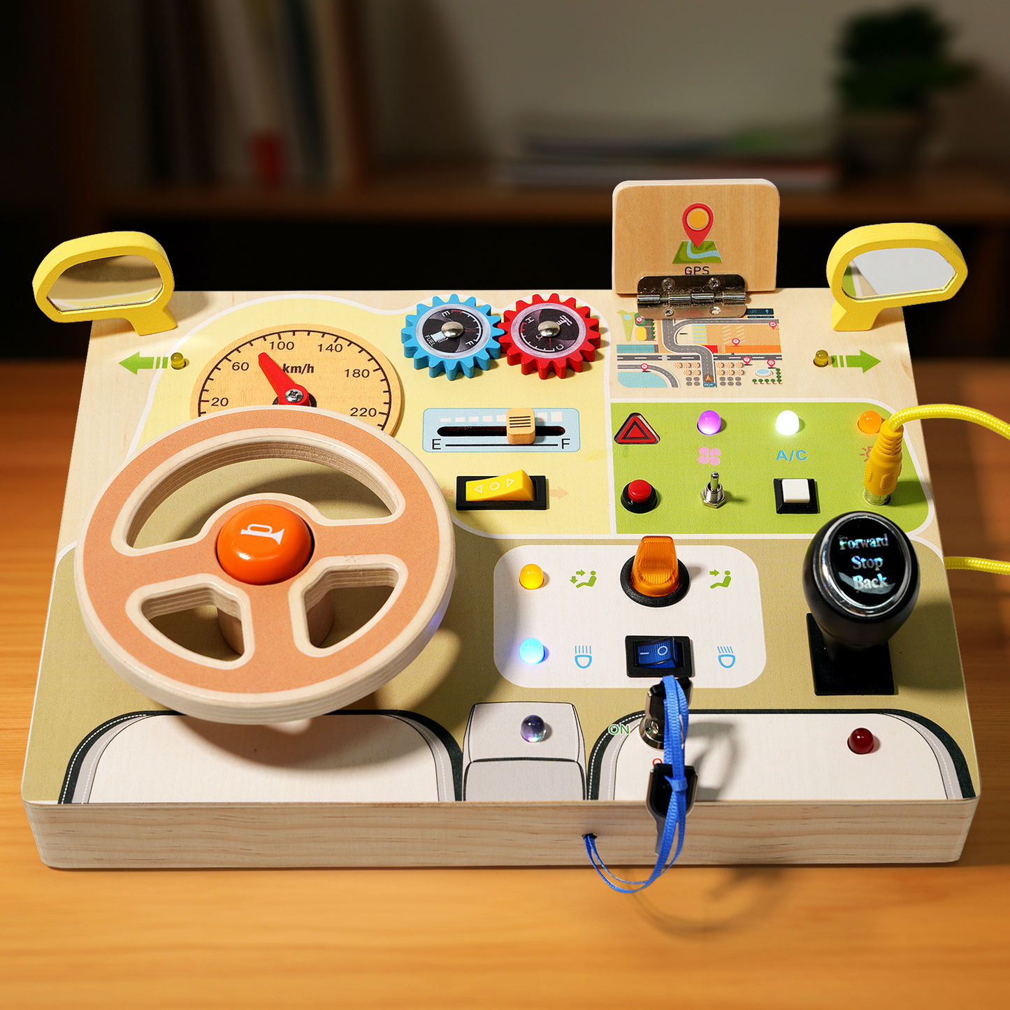 Montessori LED Light Switch Board – Wooden Sensory Busy Board Toy for Toddlers