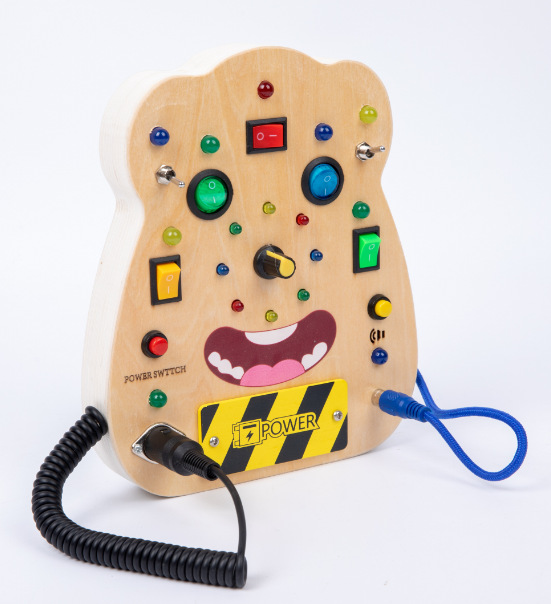 Montessori LED Light Switch Board – Wooden Sensory Busy Board Toy for Toddlers