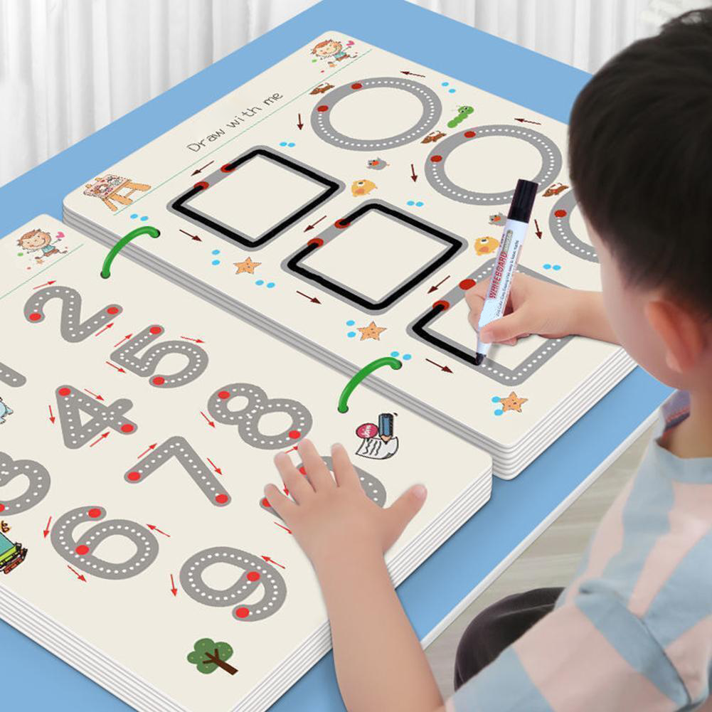 Reusable Kids Writing Practice Book Set – Wipe Clean Alphabet & Number Tracing Workbook