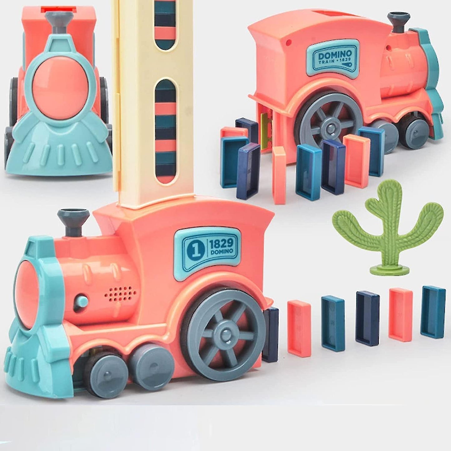 Automatic Domino Train Set – Creative Domino Laying Toy with Building Blocks